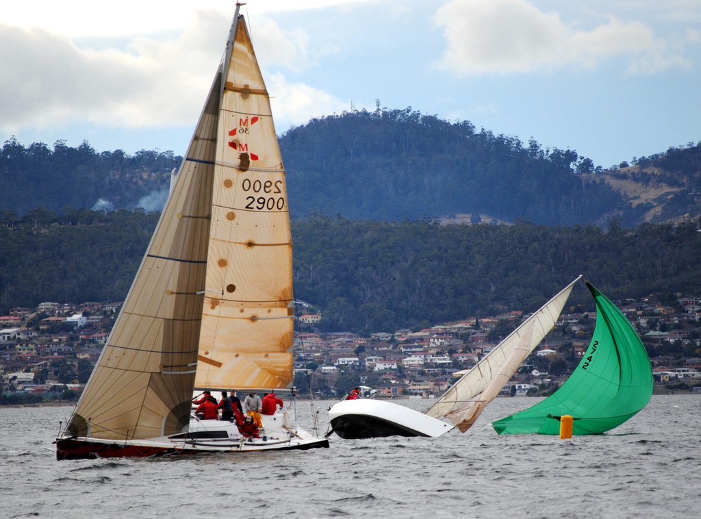 The crew is unable to ease the kite which draw her past the leeward mark ©  Andrea Francolini Photography http://www.afrancolini.com/